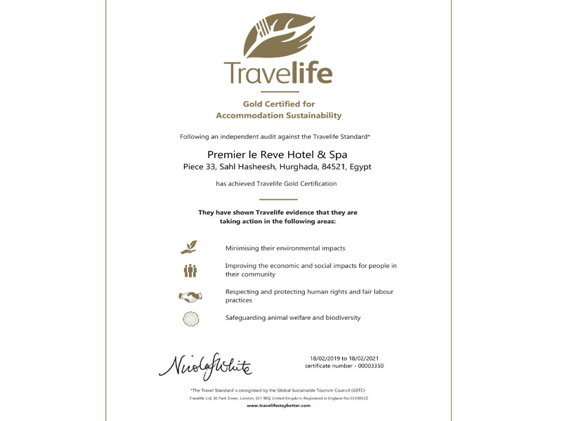 Travelife Gold Certificate 2021